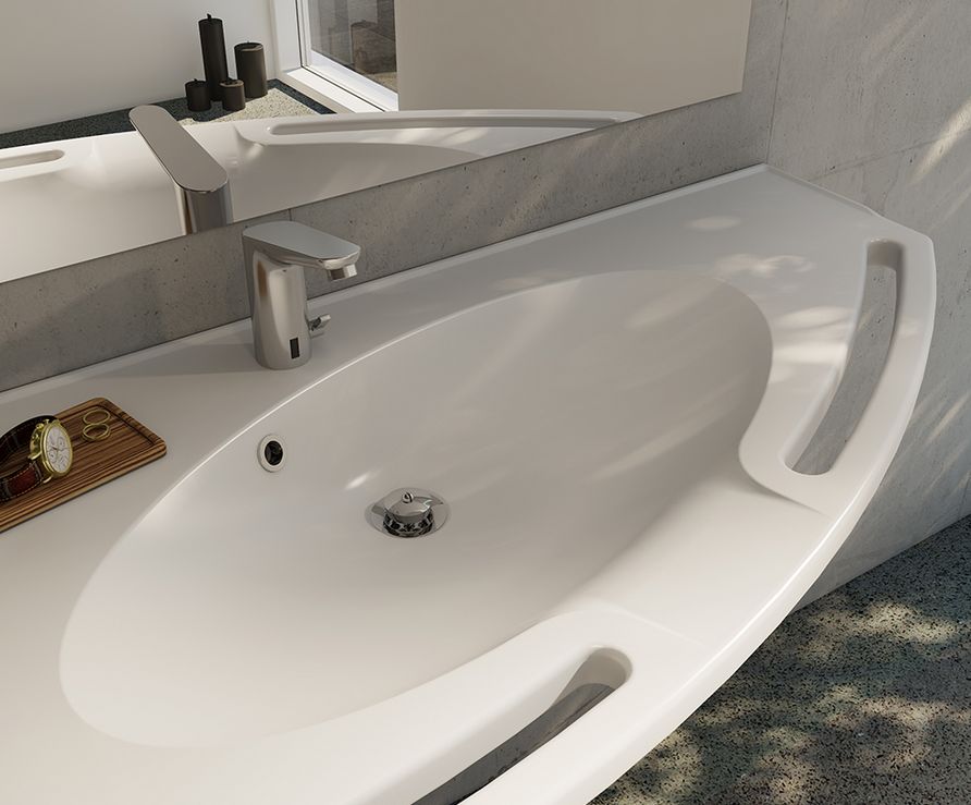 Seglformet håndvask i miljø, venstrevendt